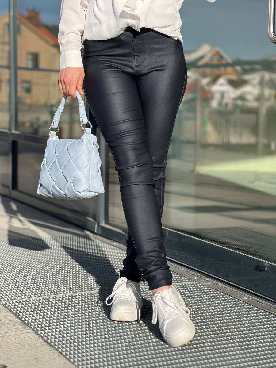 ALEIA COATED PANT  - NAVY