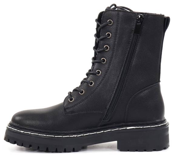 Bilde av BOOTS M/KNYTING I SKINN - BLACK